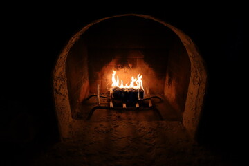 fire in the fireplace