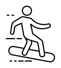 surfer on the board icon illustration on transparent background