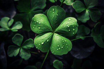 St. Patricks Day clover leaf. Generative AI