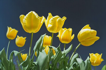 Fototapeta premium field of yellow tulips