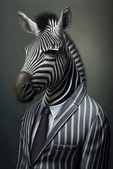 Zebra in a business suit and tie