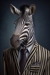 Zebra in a business suit and tie
