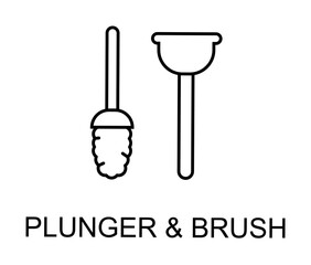 plunger and brush icon illustration on transparent background