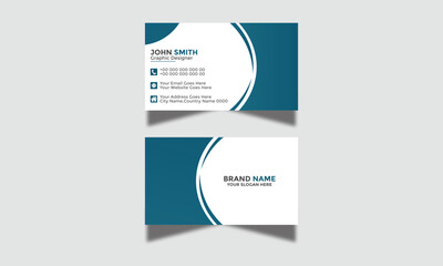 Modern Corporate and Creative Business Card Design Template Double-Sided Horizontal Name Card Simple and Clean Blue White and Black Visiting Card Vector Illustration Colorful Gradient Business Card