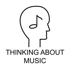 thinking about music icon illustration on transparent background