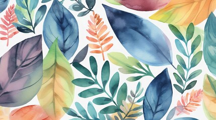 abstract foliage vector watercolor seamless pattern. AI genereted 