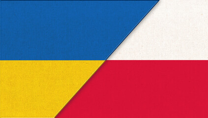 Flags of Ukraine and Poland. Illustration of two Flags Together Ukrainian Polish