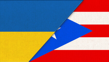 Flags of Ukraine and Puerto Rico. Illustration of two Flags Together. National symbols