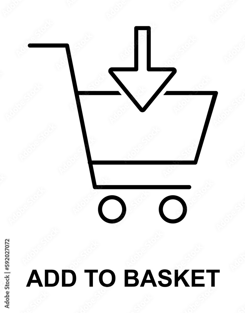 Sticker add to basket icon illustration on transparent background