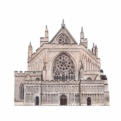Fototapeta premium beautiful watercolor cathedral illustration handmade painting