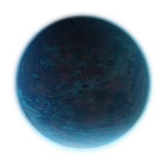 Cold ice exoplanet with atmosphere and oceans.
