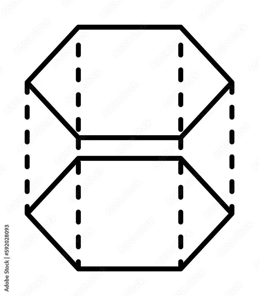 Poster 3d hexagon with dashed lines icon illustration on transparent background