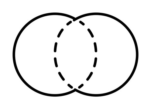 intersecting circles icon illustration on transparent background