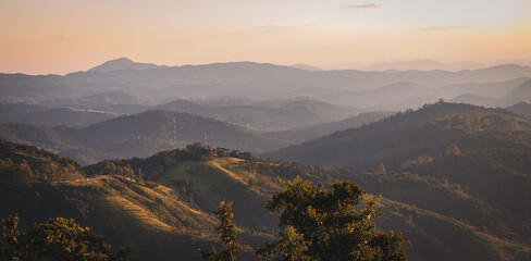 Beautiful sunset seen from Vista Chinesa in Campos do Jordão in São Paulo, Brazil.