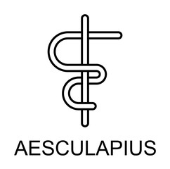 Obraz premium Aesculapius line icon illustration on transparent background