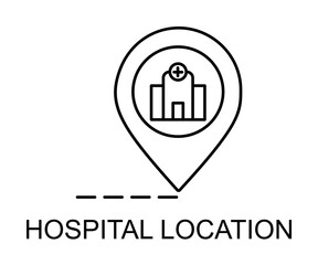 hospital location pin line icon illustration on transparent background