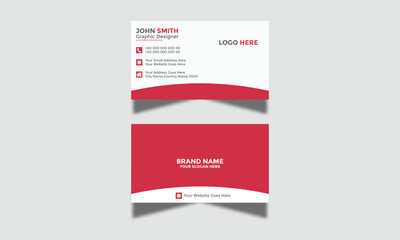 Red White and Black Visiting Card Vector Illustration Colorful Gradient Business Card Modern Corporate and Creative Business Card Design Template Double-Sided Horizontal Name Card Simple and Clean