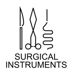 surgical instruments line icon illustration on transparent background