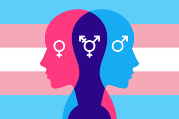 transgender man. choosing your gender yourself. psychological disorder. flat vector illustration