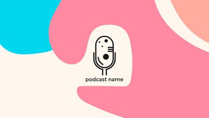 ABSTRACT TEMPLATE PODCAST MICROPHONE FLAT COLOR LIQUID DESIGN BACKGROUND VECTOR. GOOD FOR COVER DESIGN, BANNER, WEB,SOCIAL MEDIA