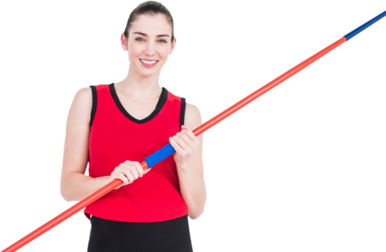Female athlete holding a javelin