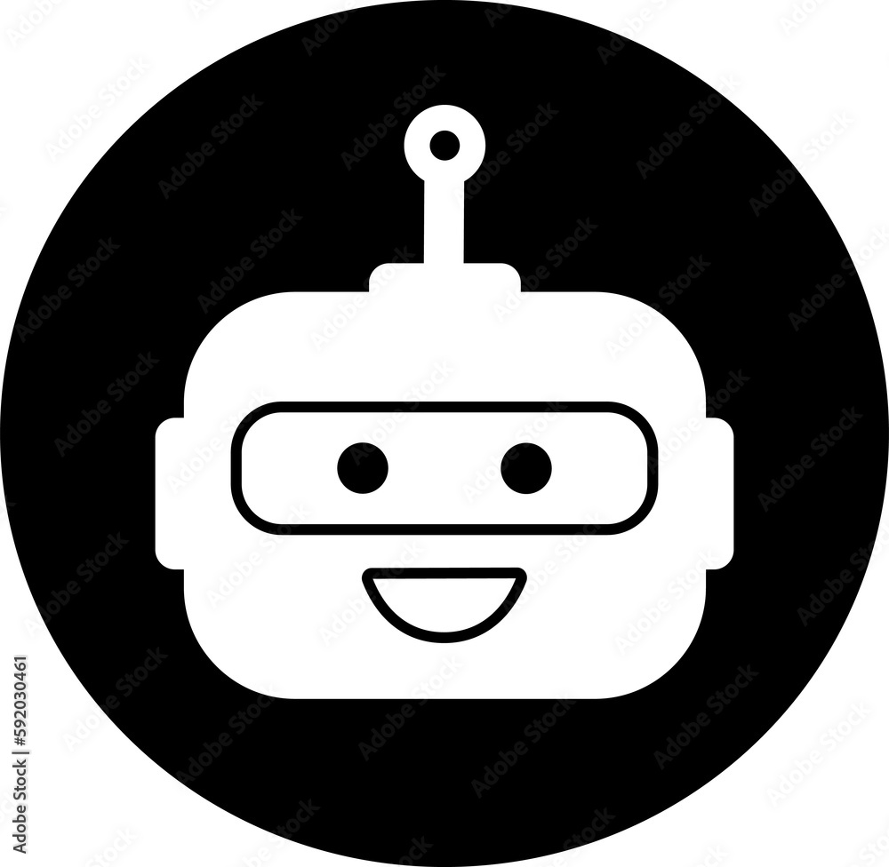 Poster chat bot logo design concept. virtual smart assistant bot icon. robot head. customer support service
