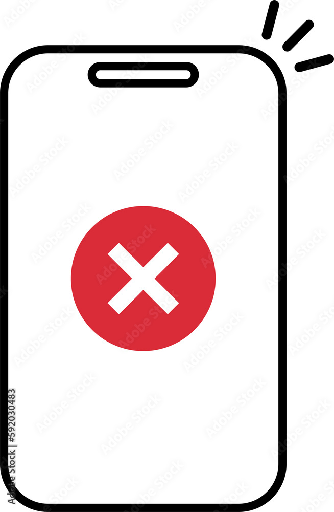 Poster phone with a cross mark icon. flat icons for web and mobile applications. flat illustration