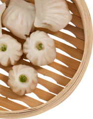 Deurstickers Close up of dumpling in steemer © vectorfusionart