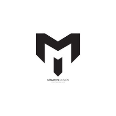 Modern letter M M negative space creative shape logo