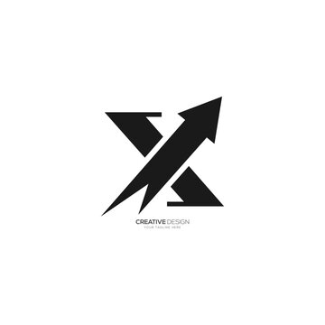 Modern letter X with arrow shape growth business branding logo