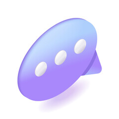 3D Isometric. Cartoon icons, Violet blue Speech Bubble for text. Notification concept. Chat message. Notification concept. Vector illustration