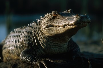Fototapeta premium wild crocodile or alligator image, high quality image, portrait, documentary photo, generative AI