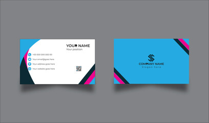 Blue and black corporate business card,Simple clean layout design template, Creative business card.
