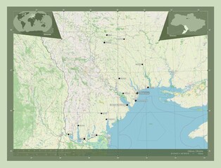 Odessa, Ukraine. OSM. Labelled points of cities