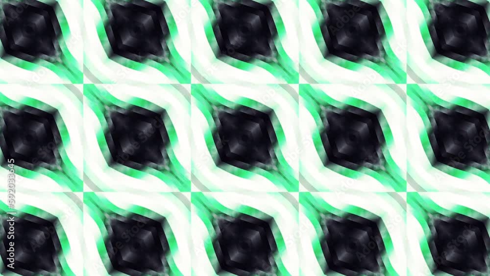 Poster unique kaleidoscope colorful design with blinking squares. motion. symmetrical repeating pattern.