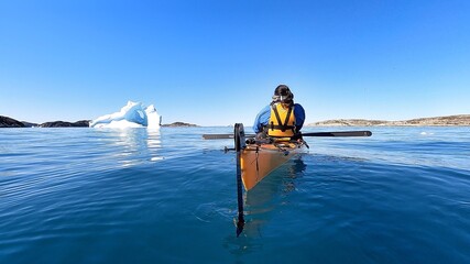 Kayak paddling in Greenland 