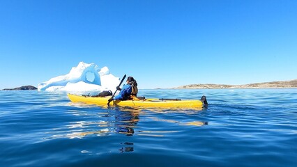 Kayak paddling in Greenland 