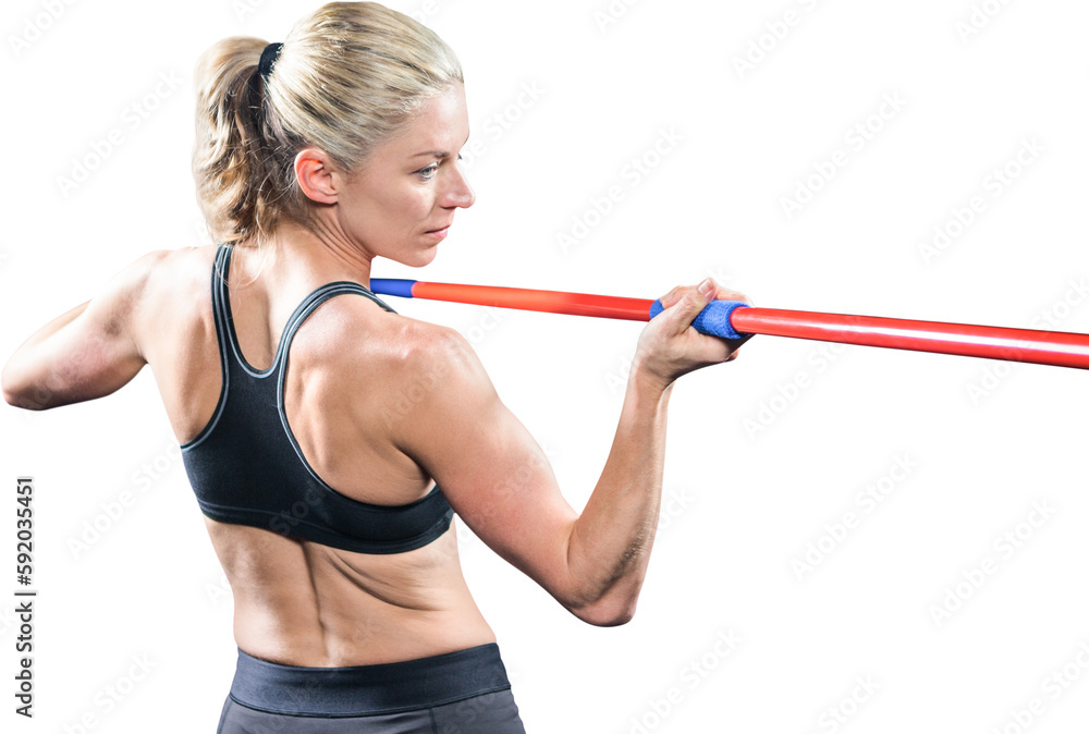 Poster athlete preparing to throw javelin