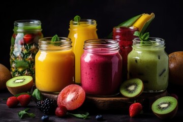smoothies and juices made from a variety of fresh fruits from the tropics. Generative AI