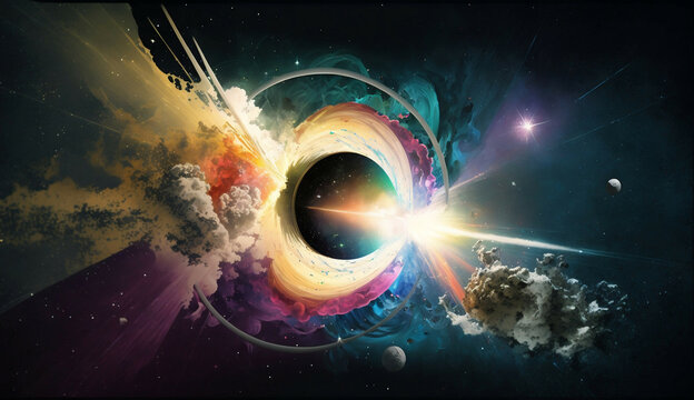 cosmic fantastic universe planet explosion view new quality universal colorful stock image illustration design, generative ai