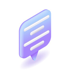 Trending 3D Isometric, cartoon illustration. Vector icons Speech bubble for text. Notification concept. Chat message, social media chatting