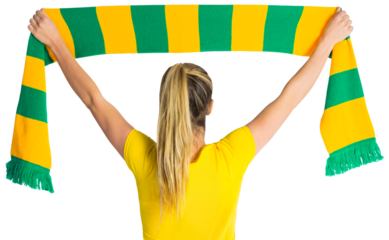 Pretty football fan in brasil t-shirt