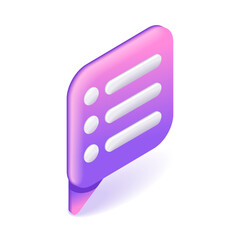 Trending 3D Isometric, cartoon illustration. Vector icons Speech bubble for text. Chat message, social media chatting
