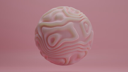 Fototapeta premium 3d rendering of an elegant abstract pink sphere with a wavy surface. The curves and waves on the surface of the sphere create a beautiful delicate pattern. Delicate design..