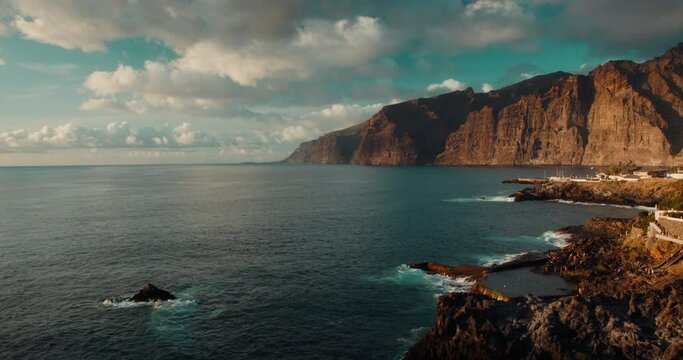 Tourist attraction natural ocean swimming pool in Tenerife Canary Islands. Charco de Isla Cangrejo. Travel destination.