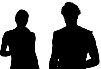 Silhouette man and woman standing