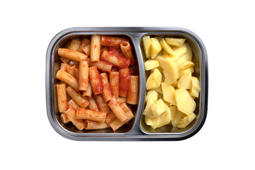 A delicious and healthy vegetable dish on a white background, perfect for fast lunch time cuisine.