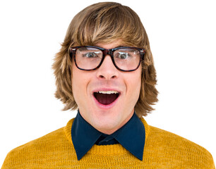 Portrait of surprised hipster businessman 