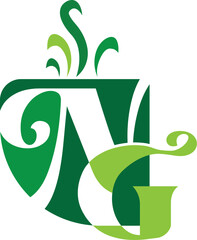 NG Letter Green tea Natural Health Care Company Logo