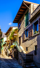 historic buildings at the old town and port of Malcesine - lago di Garda